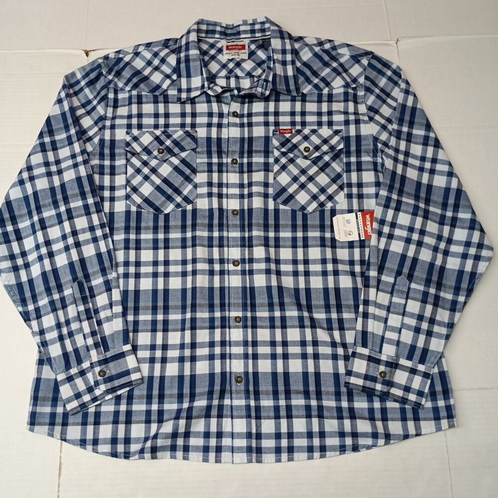 Wrangler Slim Fit Woven Twill Button Shirt Men's 2XL Plaid